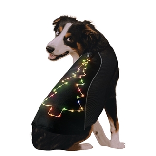 Hunde vest med juletræsformet lys